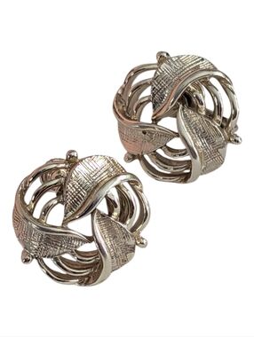 Vintage • Silver-Tone Knot Screw Back Earrings
